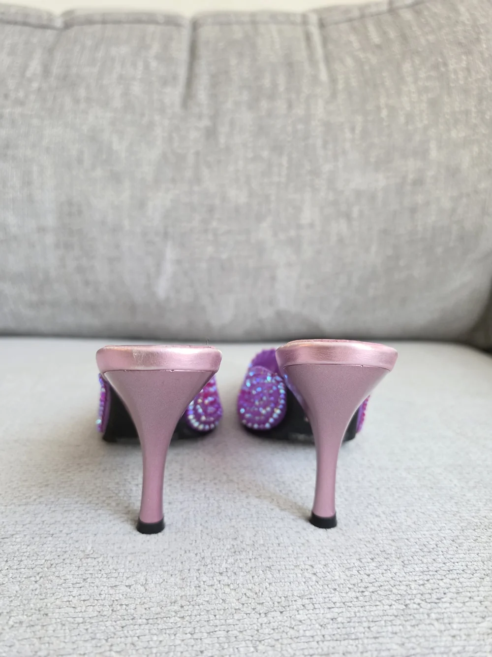 Jeffrey Campbell Pink & Purple Crystal Embellished Pointed Mule Heels